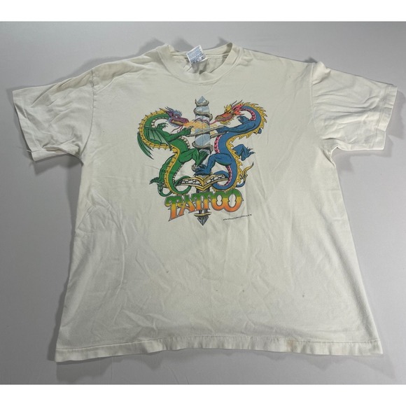 VTG‎ 1995 Tattoo Brand Dragons Sword T-Shirt Size Large WOW Productions